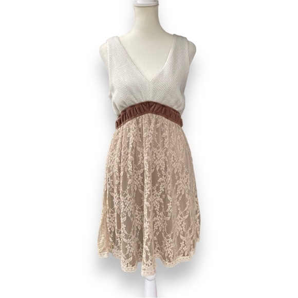 New 213 by Michelle Kim Mixed Texture Sleeveless Baby Doll Dress Size Large - Picture 1 of 13
